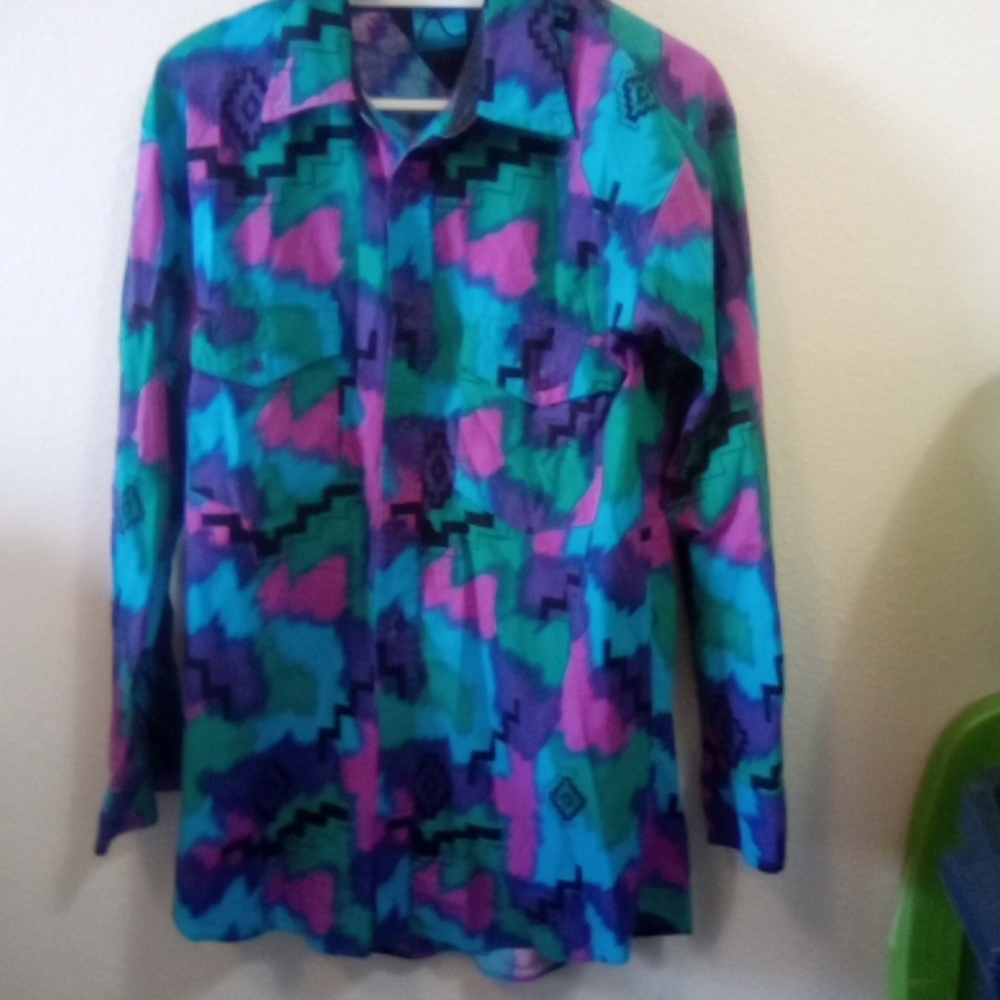 Vintage roper Aztec print button down shirt sz large